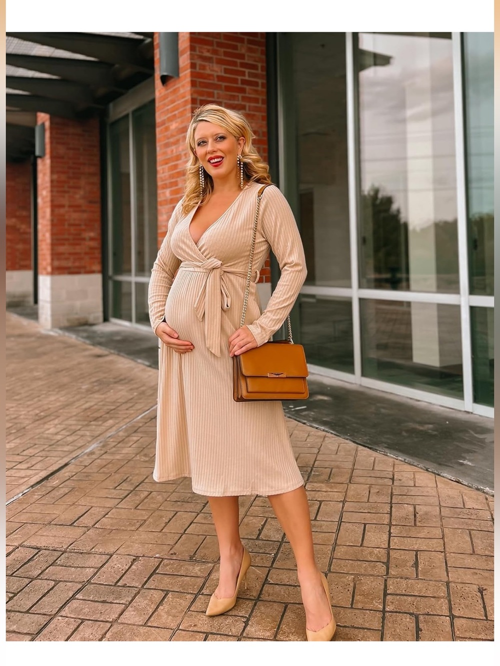 Newshows Women’s 2025 Fall Knit Midi Sweater Dress – Beige – Size XL – BNWT